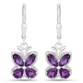 2.12 Carat Genuine Amethyst , .925   Sterling Silver Earrings