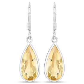 10.04 Carat Genuine Citrine , .925   Sterling Silver Earrings