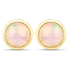1.00 Carat Genuine Ethiopian Opal , .925   Sterling Silver Earrings