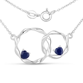 0.70 Carat Genuine Blue Sapphire , .925   Sterling Silver Pendant