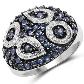 1.44 Carat Genuine Blue Sapphire , .925   Sterling Silver Ring