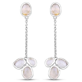 6.43 Carat Genuine Golden Rutile , .925   Sterling Silver Earrings