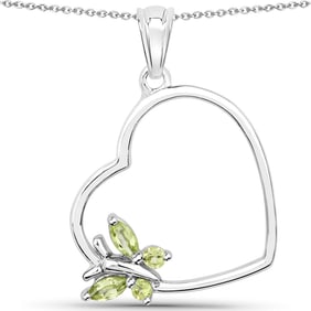 0.21 Carat Genuine Peridot , .925   Sterling Silver Pendant