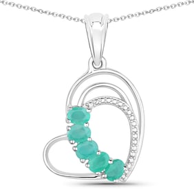 0.70 Carat Genuine Emerald , .925   Sterling Silver Pendant