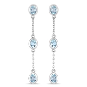 2.16 Carat Genuine Blue Topaz , .925   Sterling Silver Earrings