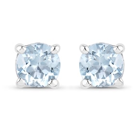 0.44 Carat Genuine Aquamarine , .925   Sterling Silver Earrings