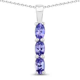 0.75 Carat Genuine Tanzanite , .925   Sterling Silver Pendant