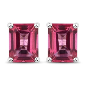 3.20 Carat Genuine Pink Topaz , .925   Sterling Silver Earrings