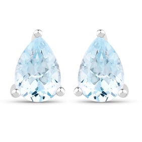 1.64 Carat Genuine Blue Topaz , .925   Sterling Silver Earrings