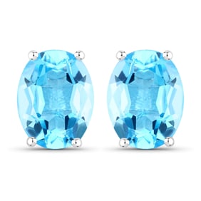 4.00 Carat Genuine Swiss Blue Topaz , .925   Sterling Silver Earrings