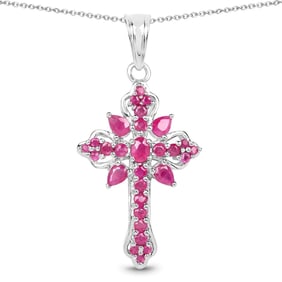 1.85 Carat Genuine Ruby Sterling Silver Pendant