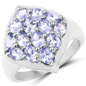 2.38 Carat Genuine Tanzanite , .925   Sterling Silver Ring