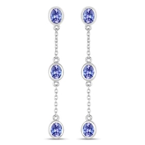 1.98 Carat Genuine Tanzanite , .925   Sterling Silver Earrings