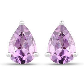 1.25 Carat Genuine Amethyst , .925   Sterling Silver Earrings