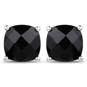 5.30 Carat Genuine Black Spinel , .925   Sterling Silver Earrings