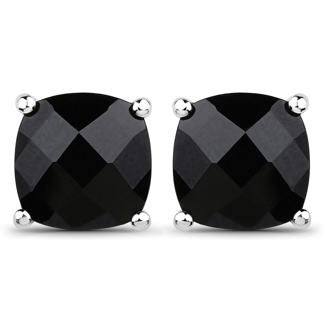 5.30 Carat Genuine Black Spinel , .925 Sterling Silver Earrings: Black Spinel: Cushion/8.00mm 2/5.30 Carat Total Weight, .925 Sterling Silver,