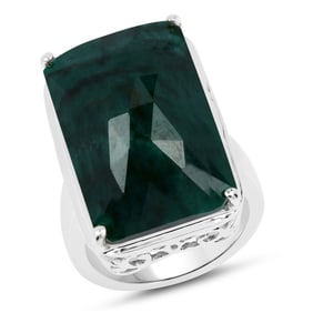 21.00 Carat    Emerald , .925   Sterling Silver Ring