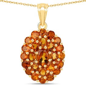 4.08 Carat Genuine Citrine , .925   Sterling Silver Pendant