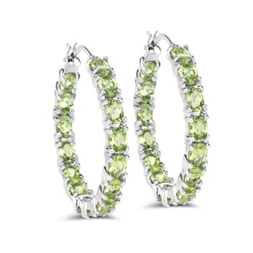 5.10 Carat Genuine Peridot , .925   Sterling Silver Earrings