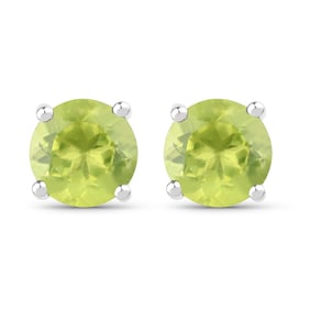 1.71 Carat Genuine Peridot , .925   Sterling Silver Earrings