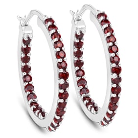 1.92 Carat Genuine Garnet , .925   Sterling Silver Earrings