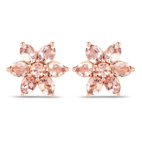 1.98 Carat Genuine Morganite 10K Rose Gold Earrings