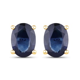 1.90 Carat Genuine Blue Sapphire 10K Yellow Gold Earrings