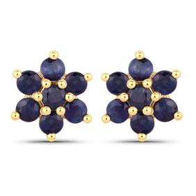 0.84 Carat Genuine Blue Sapphire 10K Yellow Gold Earrings