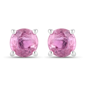 1.30 Carat Genuine Pink Sapphire 10K White Gold Earrings
