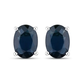 1.90 Carat Genuine Blue Sapphire 10K White Gold Earrings
