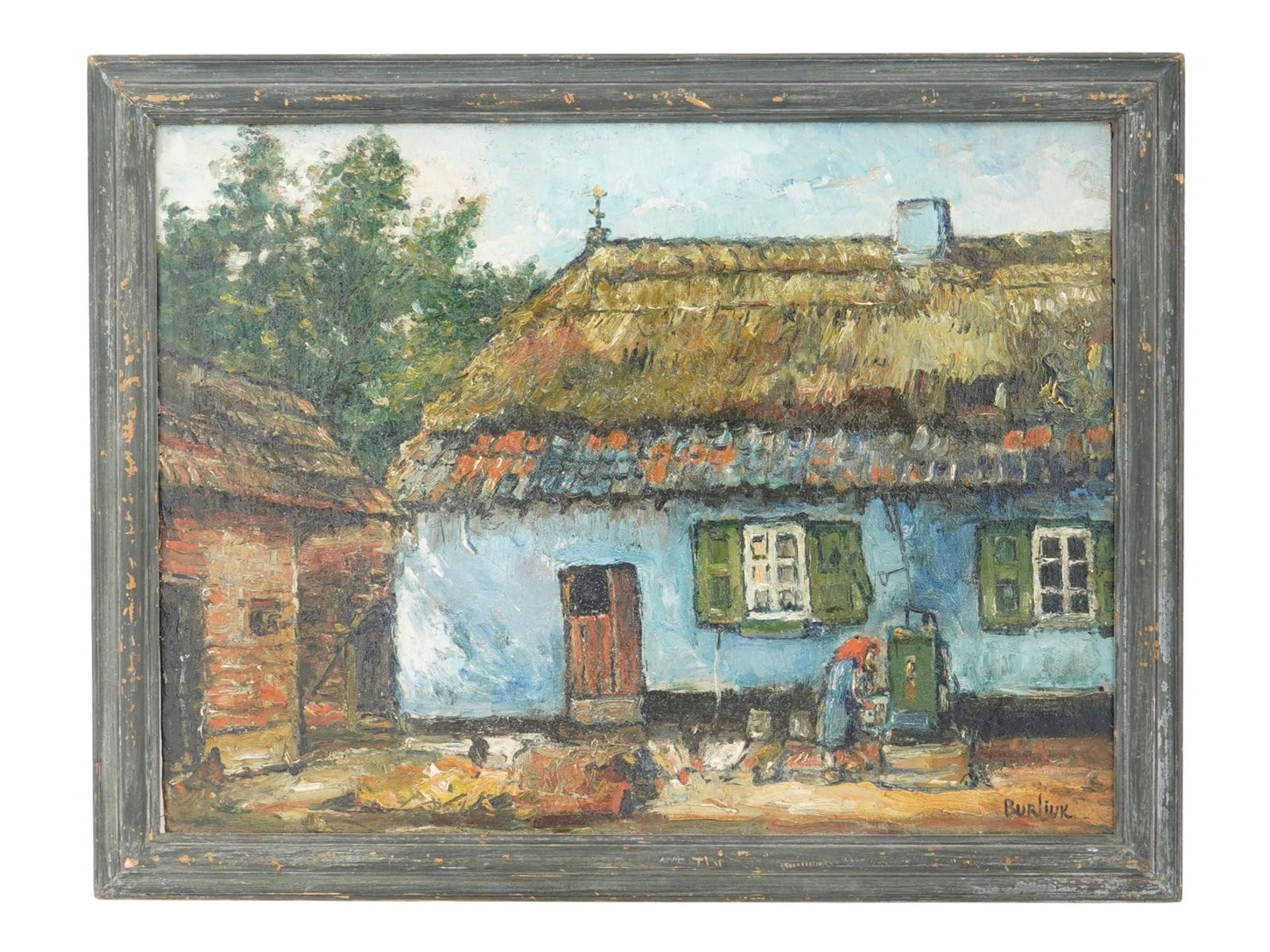 RUSSIAN MIXED MEDIA PAINTING ATTRIBUTED TO DAVID BURLIUK (1 of 5)