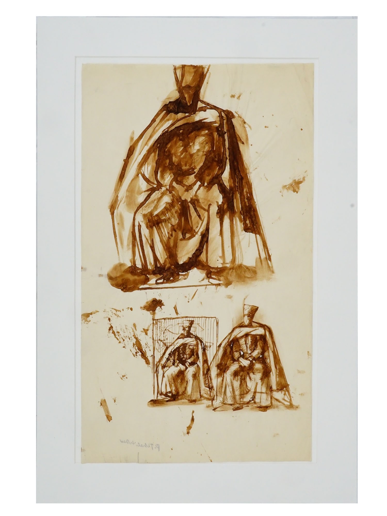 PAVEL TCHELITCHEW INK STUDY PAINTING OF THEATRICAL FIGURES (1 of 11)