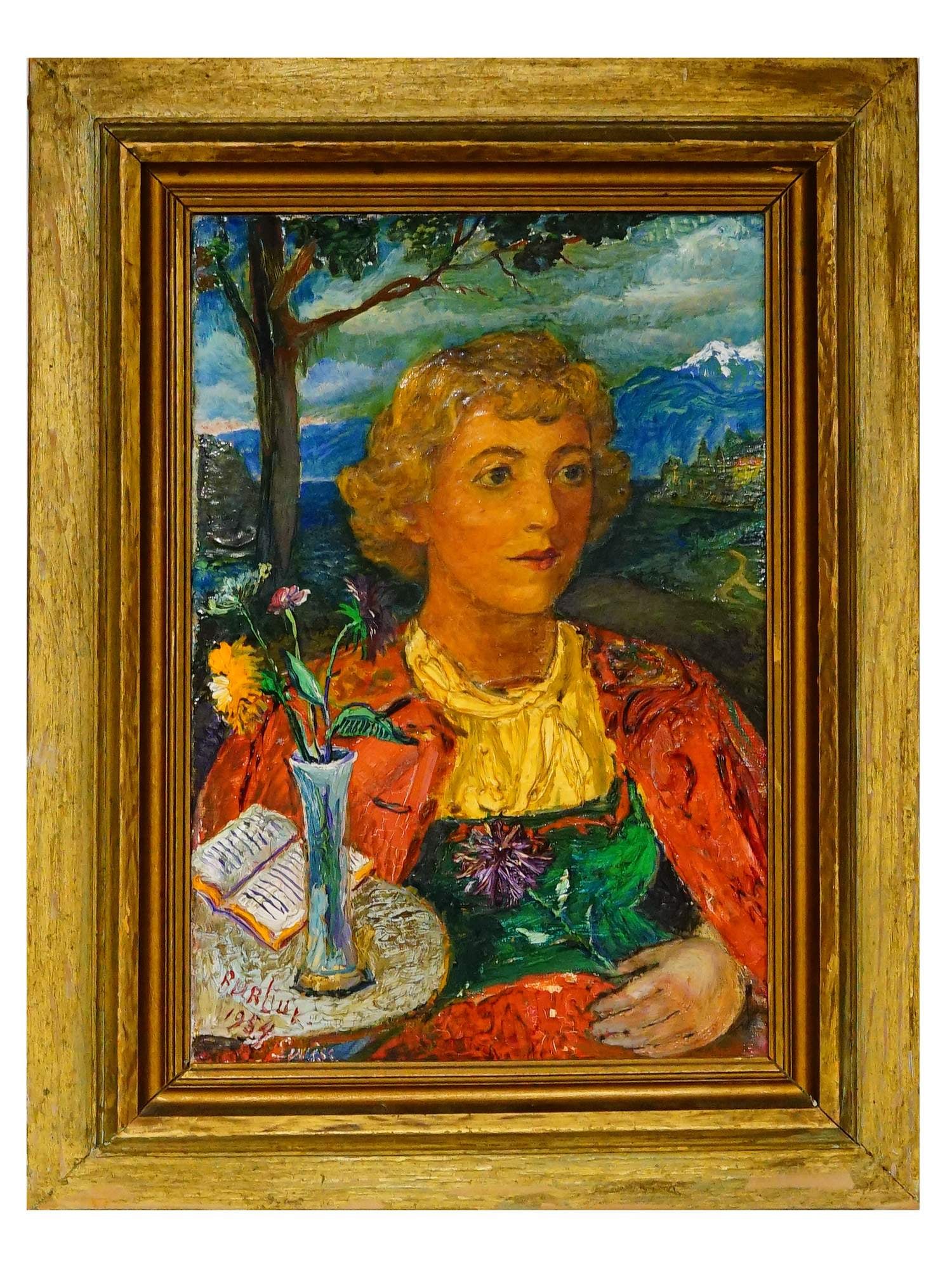 DAVID BURLIUK RUSSIAN OIL PORTRAIT SWISS GIRL PAINTING (1 of 9)