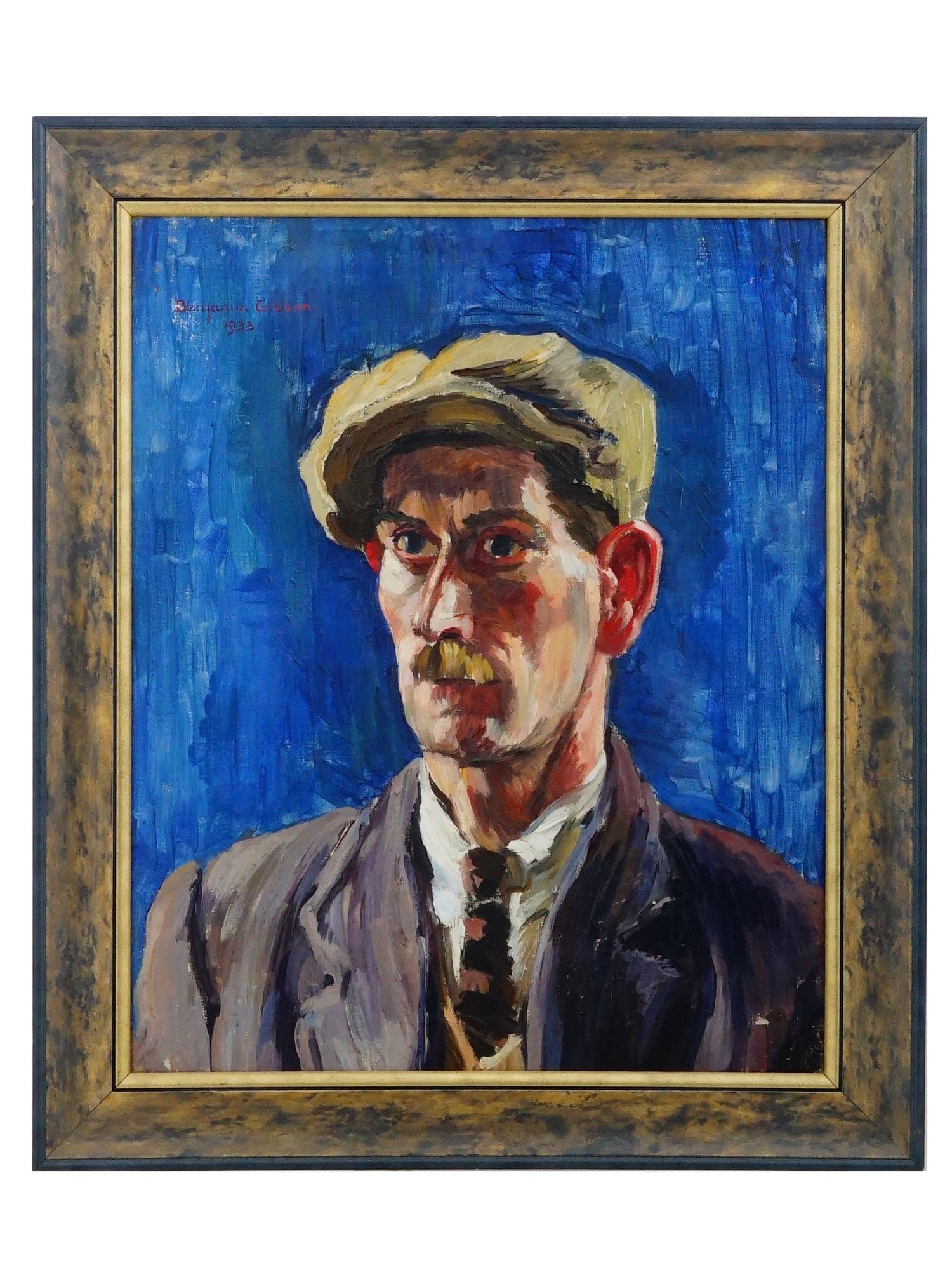 BENJAMIN GIBBON PORTRAIT OF A MAN IN A CAP OIL PAINTING (1 of 7)