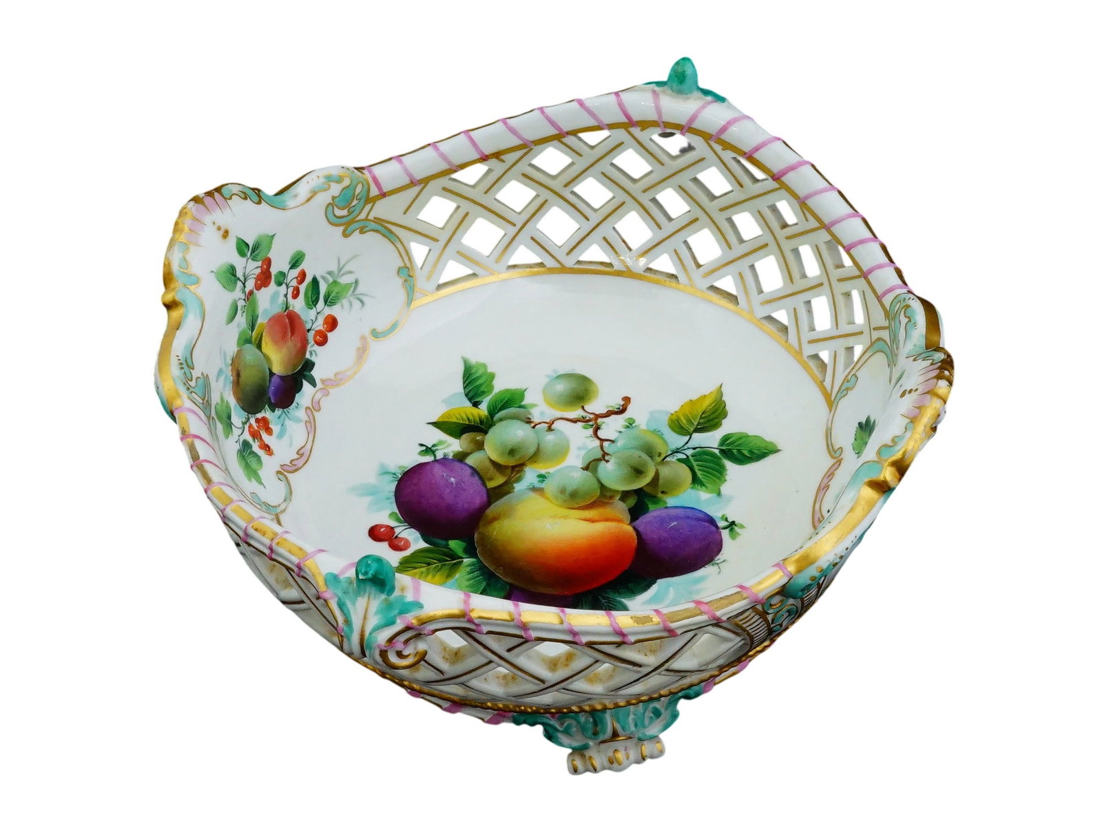 ANTIQUE MEISSEN RETICULATED PORCELAIN FRUIT BASKET (1 of 8)