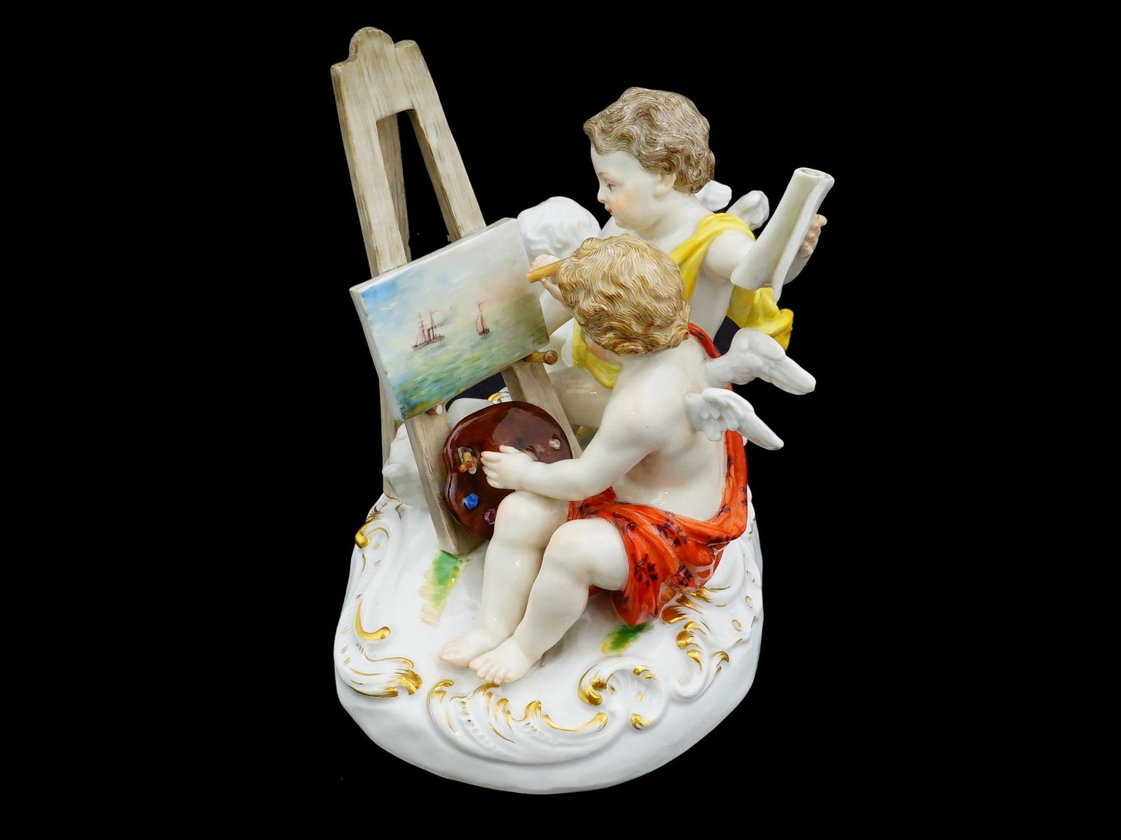 ANTIQUE MEISSEN PORCELAIN ALLEGORY OF PAINTING FIGURAL GROUP (1 of 11)