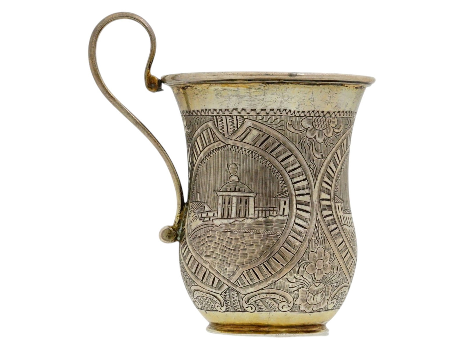 IMPERIAL RUSSIAN ENGRAVED GILT SILVER SHOT CUP (1 of 11)
