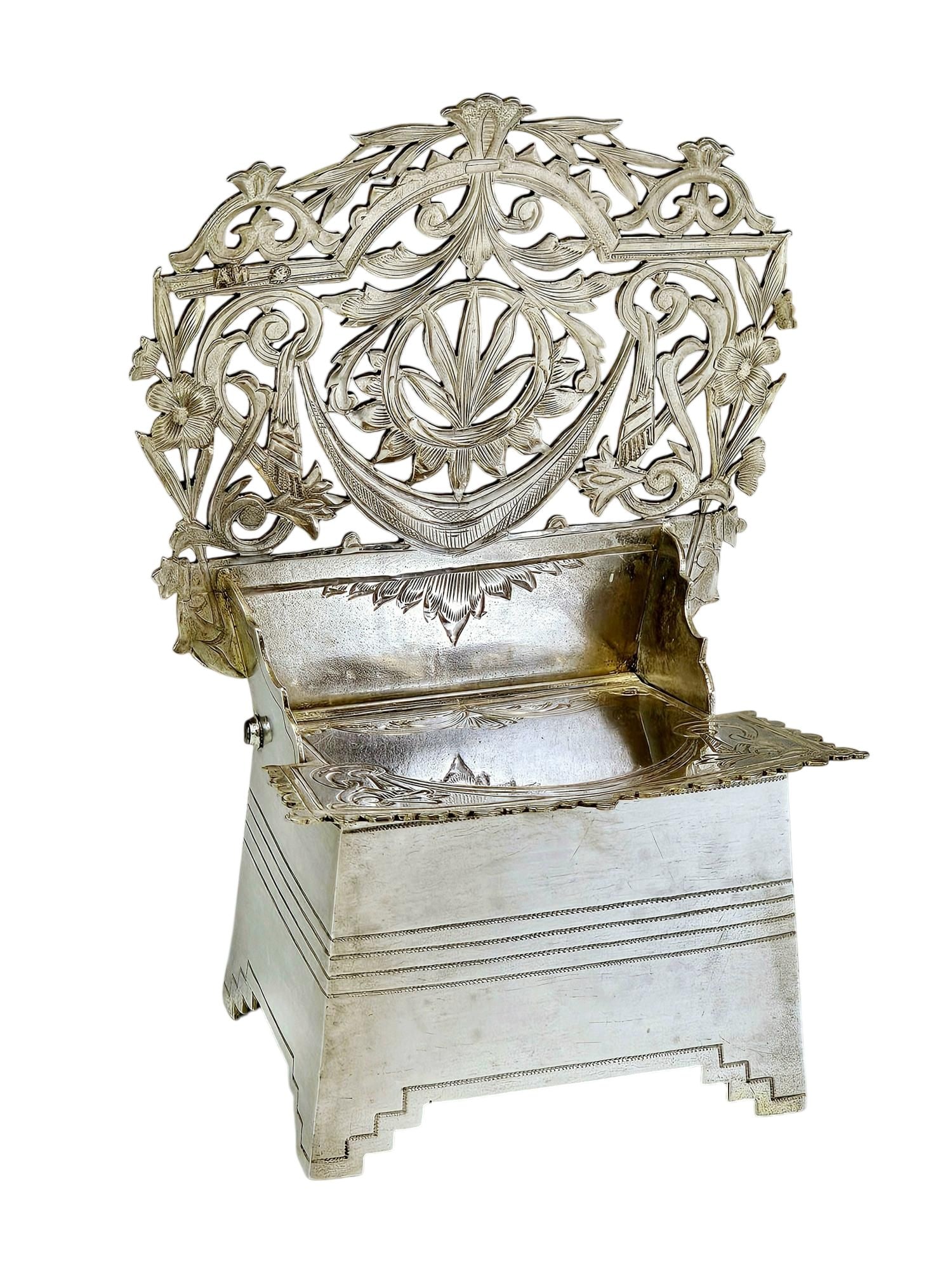 RUSSIAN IMPERIAL SILVER FILIGREE SALT THRONE CHAIR (1 of 8)