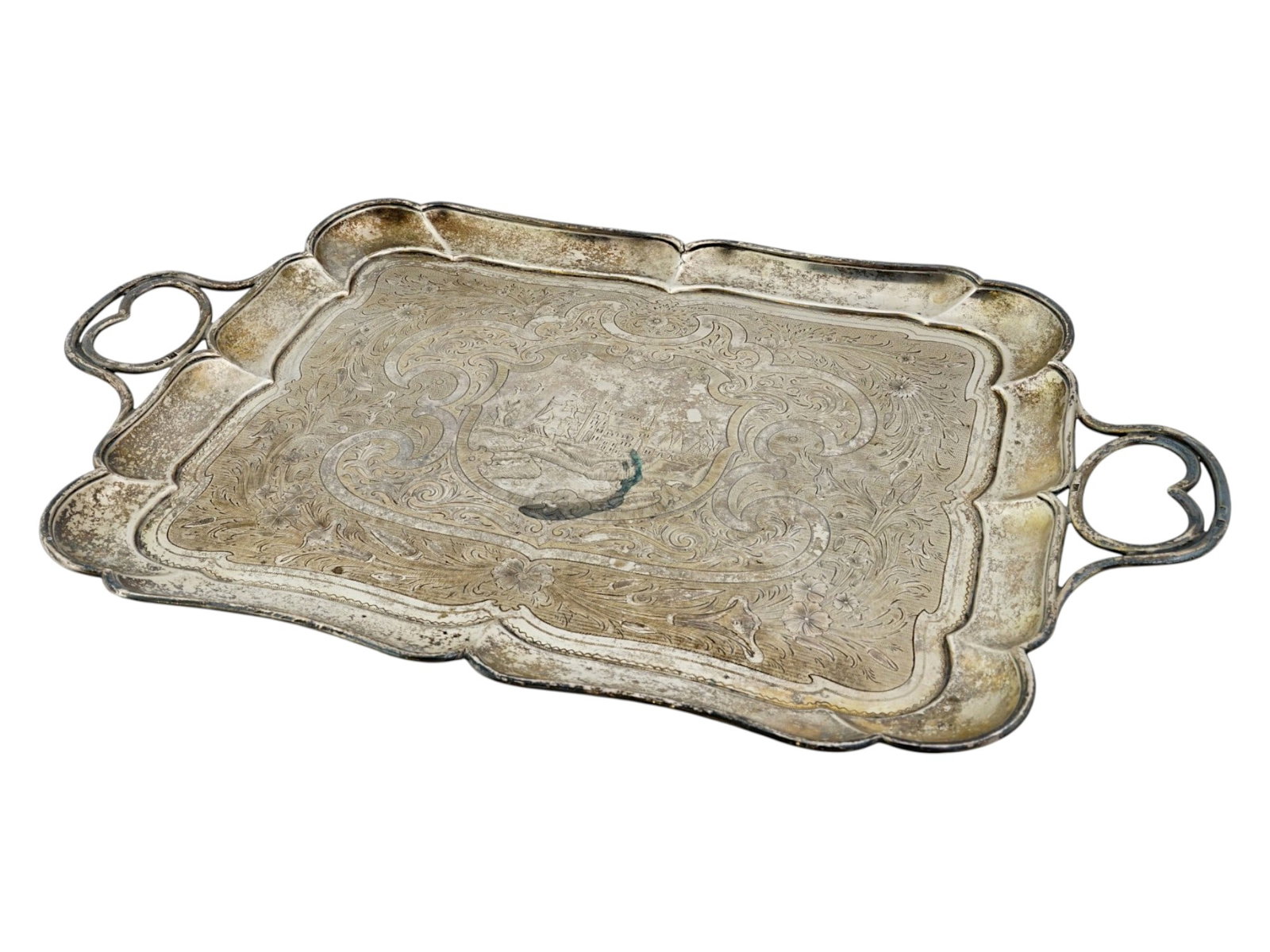 IMPERIAL RUSSIAN ENGRAVED SILVER SERVING TRAY (1 of 13)