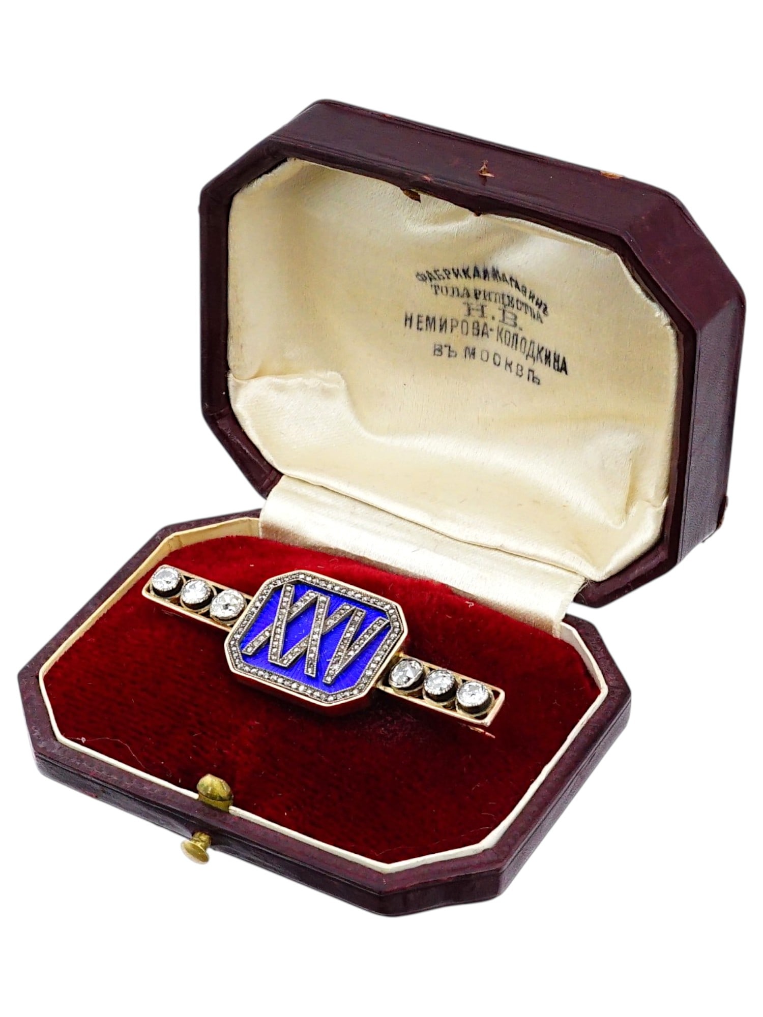 IMPERIAL RUSSIAN GOLD ENAMEL AND DIAMOND BROOCH (1 of 12)
