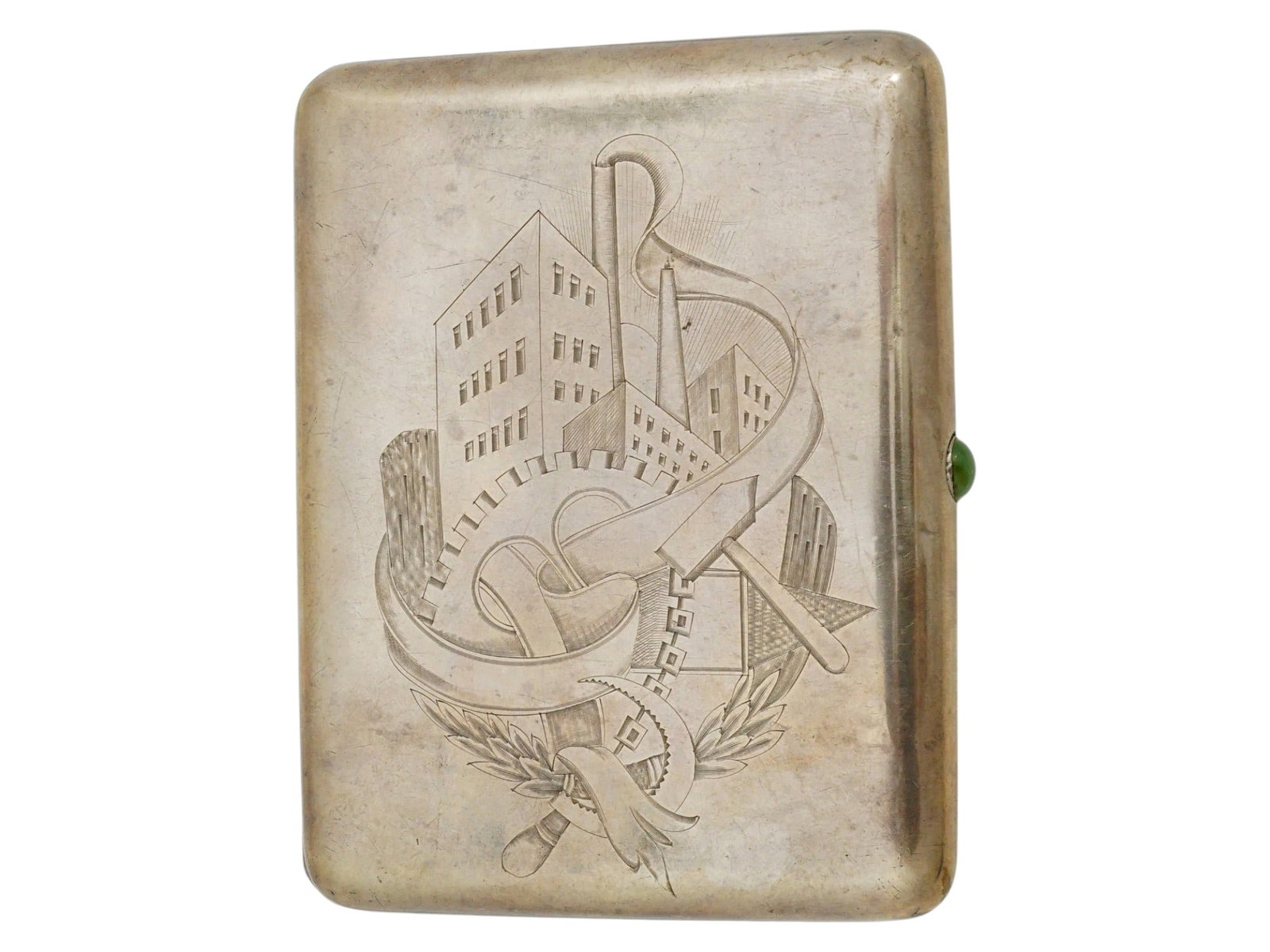 RUSSIAN SOVIET ERA ENGRAVED SILVER CIGARETTE CASE (1 of 10)