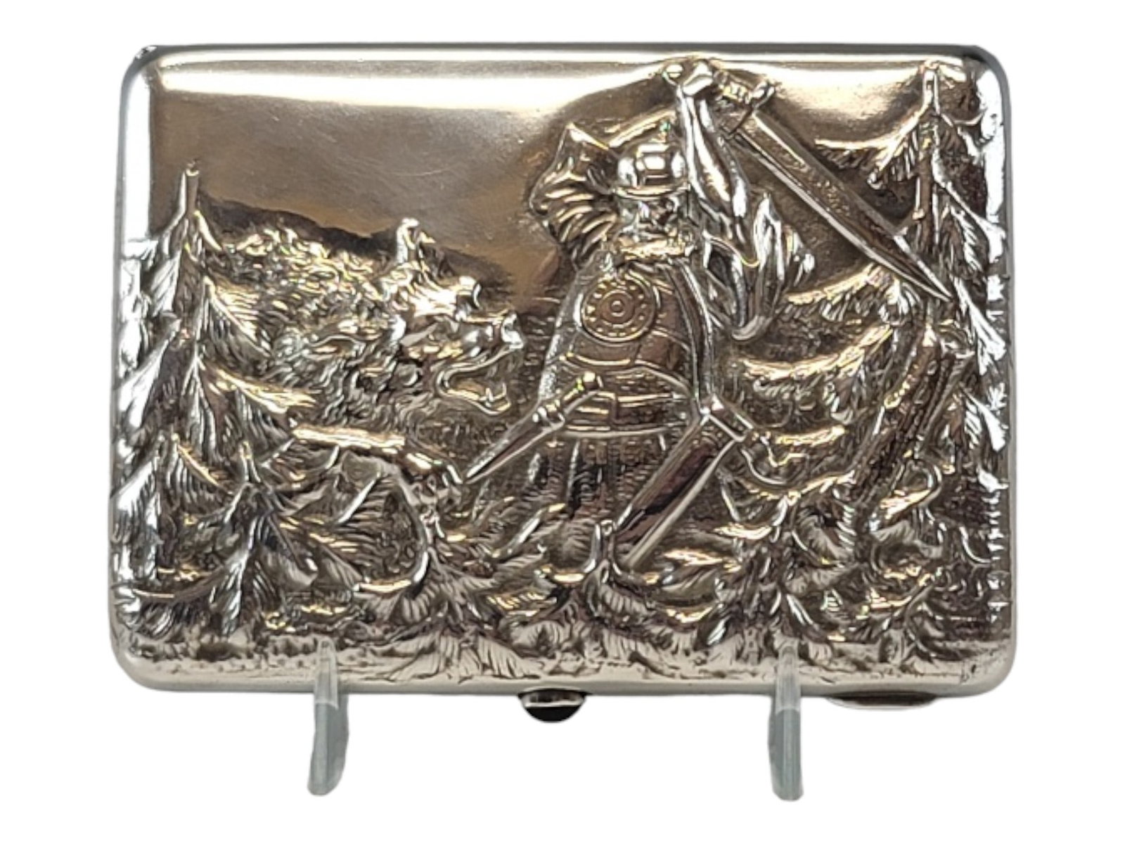 LARGE ANTIQUE RUSSIAN SILVER CIGARETTE CASE BOGATYR (1 of 7)