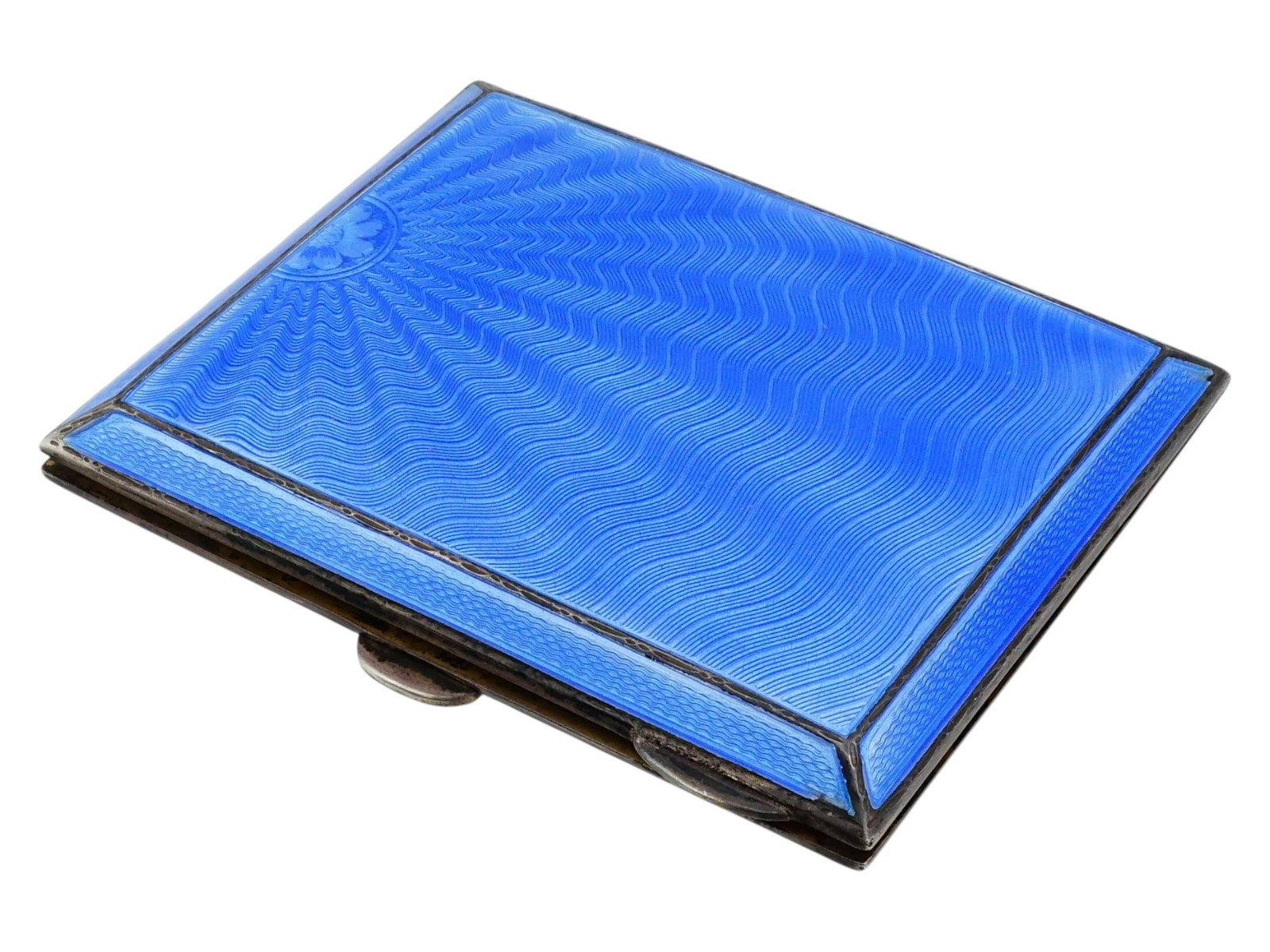 ENGLISH STERLING SILVER GUILLOCHE ENAMEL CIGARETTE CASE (1 of 11)