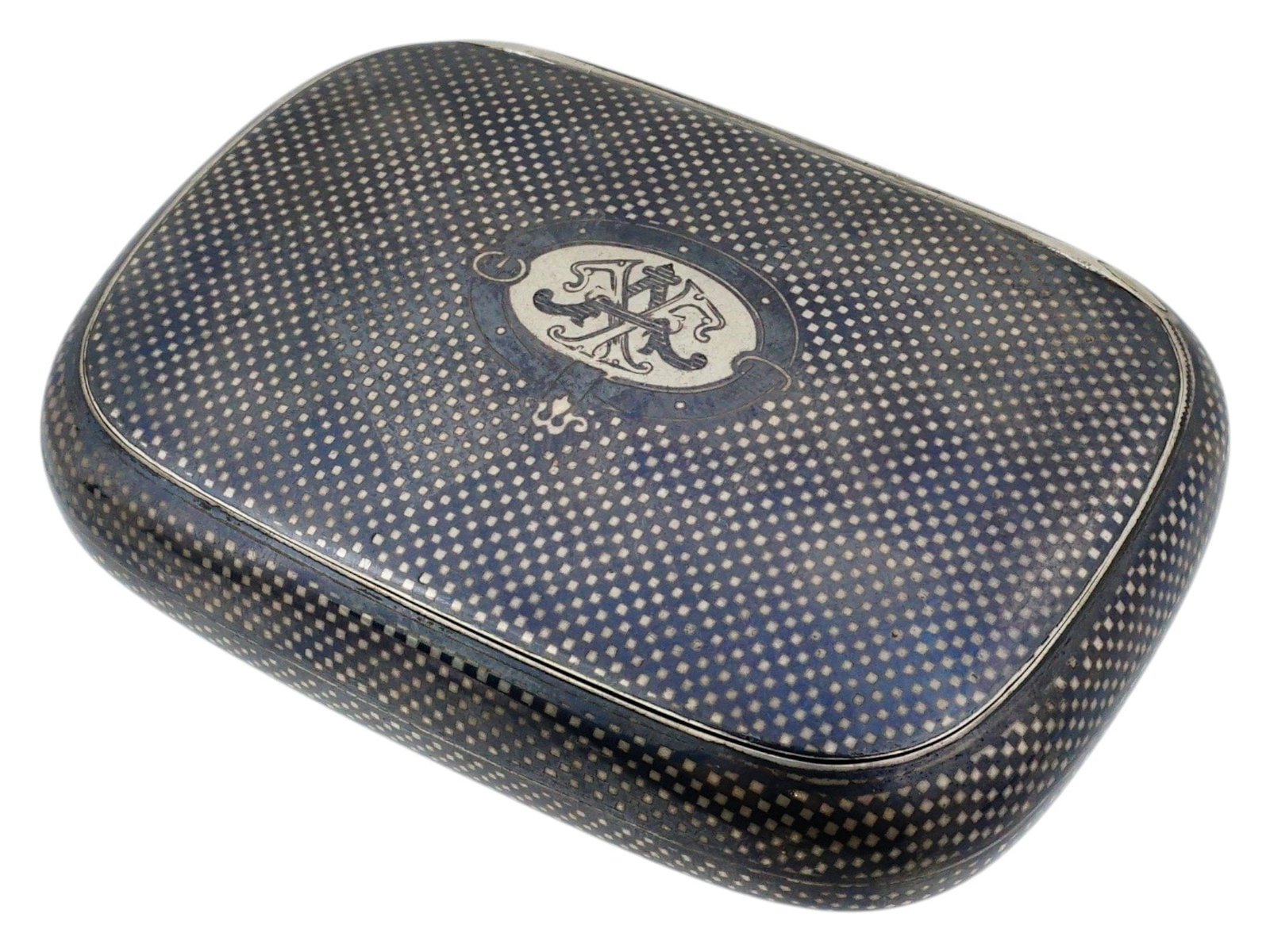 ANTIQUE 19TH C AUSTRIAN SILVER AND NEILLO PILL BOX (1 of 13)