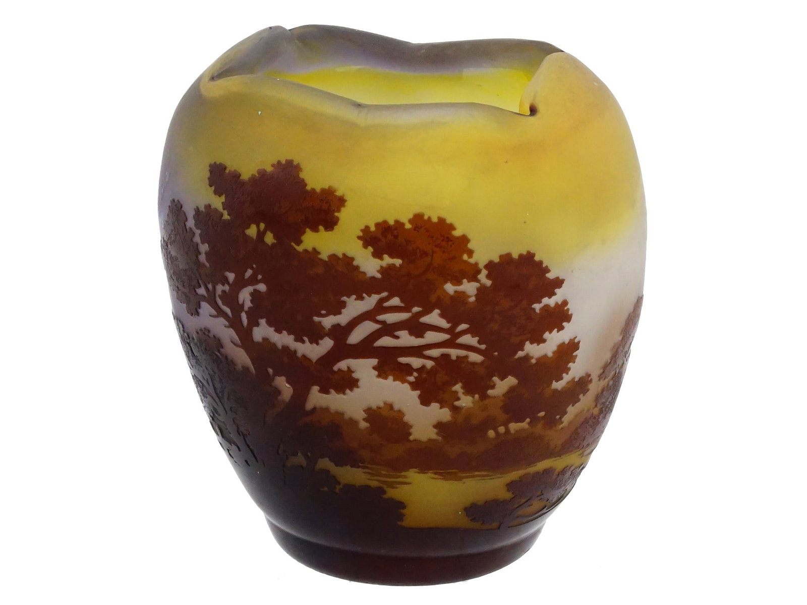 FRENCH ART NOUVEAU GALLE LANDSCAPE CAMEO GLASS VASE (1 of 7)