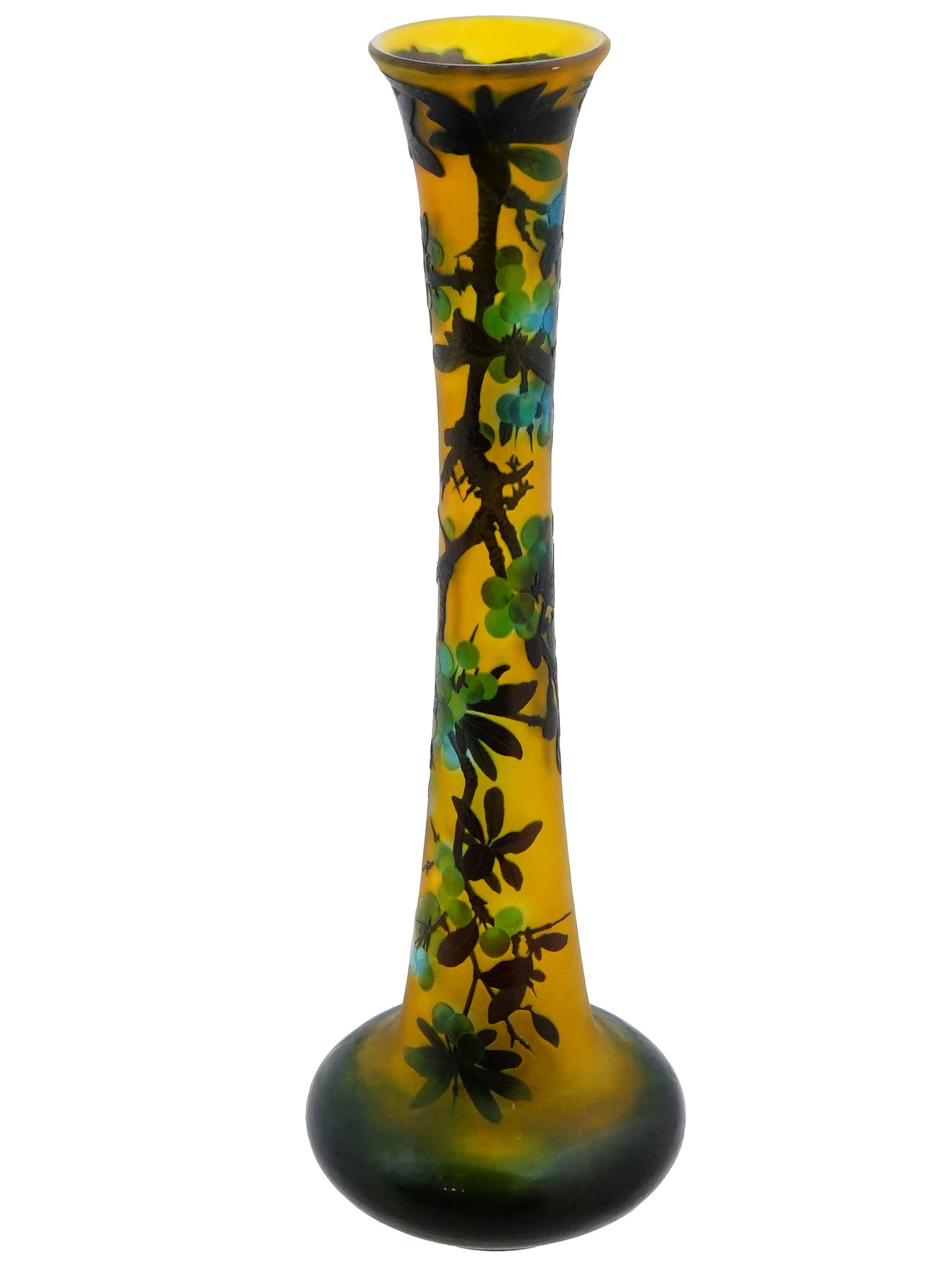 LARGE GALLE ART NOUVEAU CAMEO GLASS BERRY VASE (1 of 7)