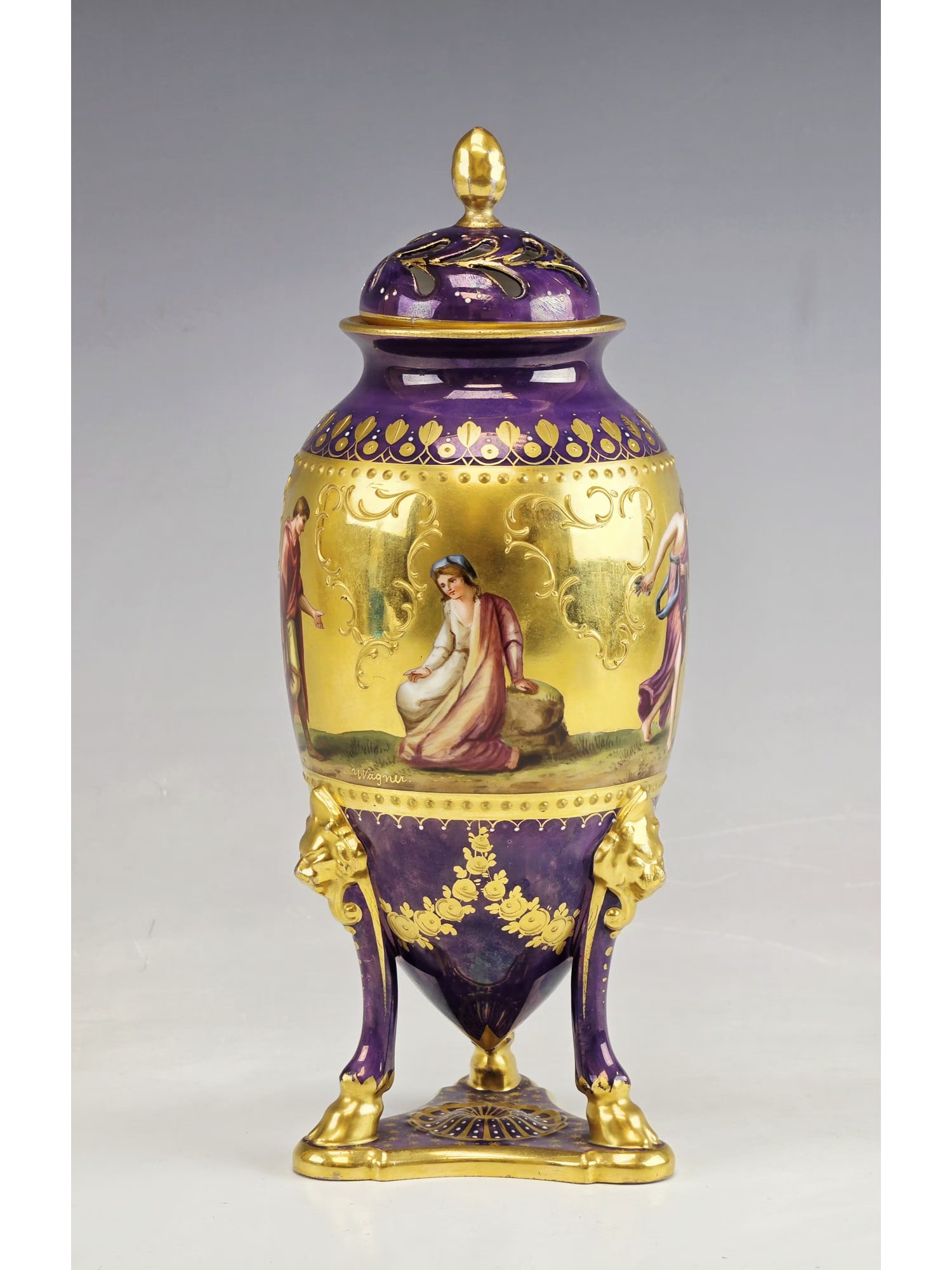 ANTIQUE ROYAL VIENNA PORCELAIN POTPOURRI URN WAGNER (1 of 9)