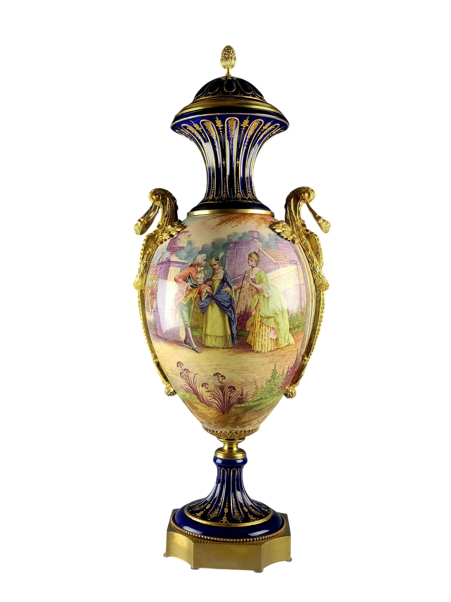 ANTIQUE FRENCH SEVRES GILT BRONZE PORCELAIN VASE (1 of 10)