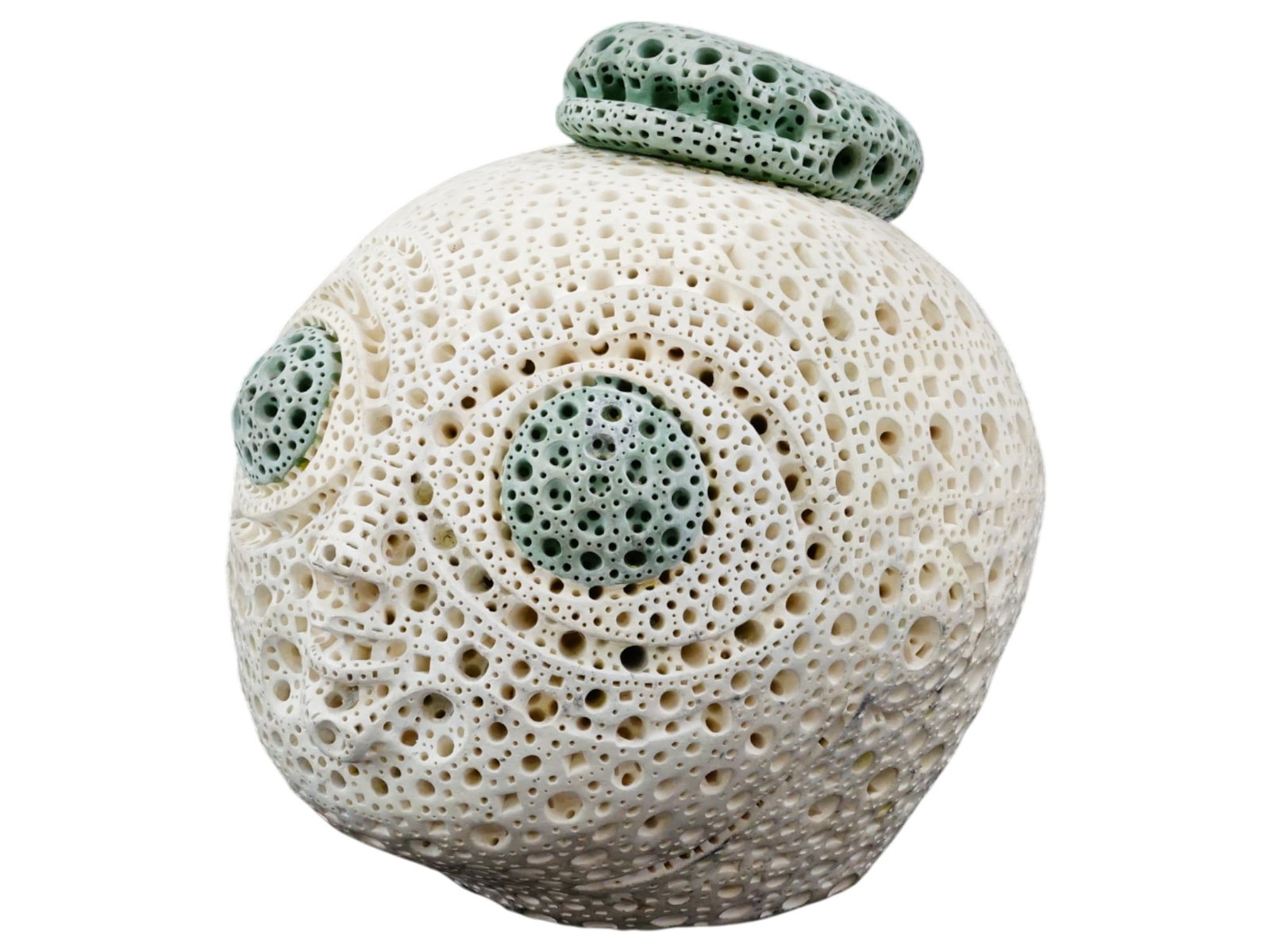 ALEXANDER NEY PIERCED CERAMIC HEAD SCULPTURE, 1990 (1 of 8)