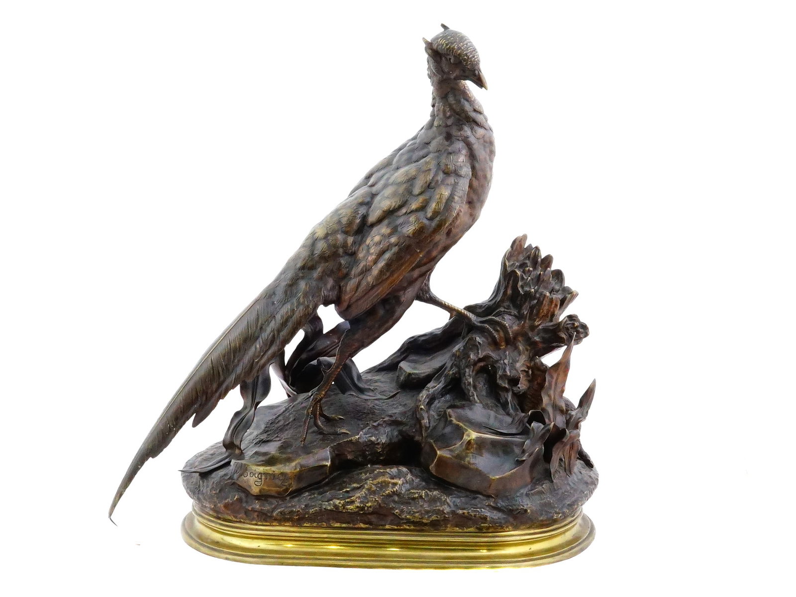 JULES MOIGNIEZ 19 TH C BRONZE PHEASANT & WEASEL SCULPTURE (1 of 8)